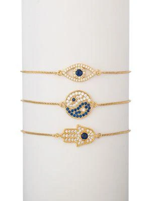 商品Eye Candy LA|The Luxe 3-Piece Cubic Zirconia Adjustable Bracelet Set,价格¥360,第1张图片