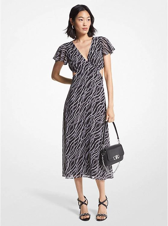 商品Michael Kors|Status Print Georgette Cutout Dress,价格¥380,第1张图片
