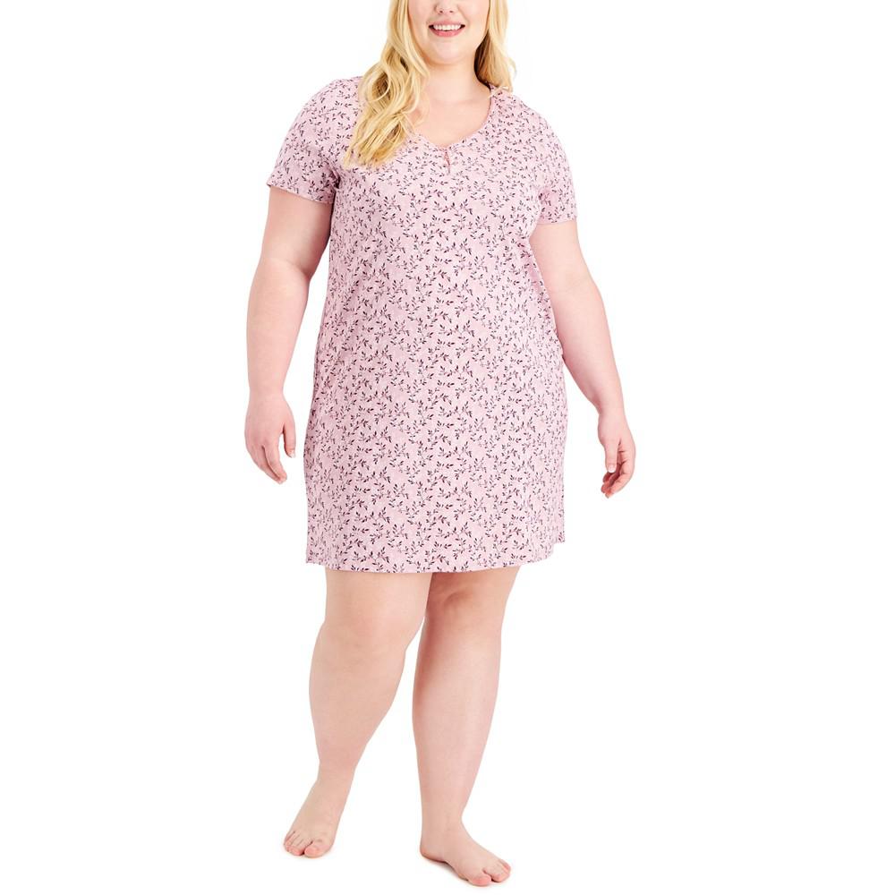 Plus Size Printed Cotton Essentials Chemise Nightgown, Created for Macy's商品第1张图片规格展示