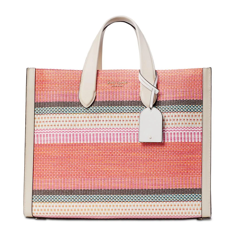 商品Kate Spade|Manhattan Woven Striped Fabric Large Tote,价格¥1495,第1张图片