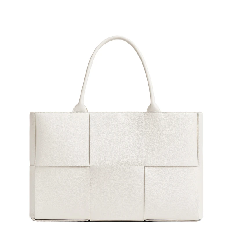商品Bottega Veneta|【包税】Bottega Veneta/葆蝶家 经典ARCO系列 男女通用白色Intreccio编织牛皮革手提托特包609175VCP119009,价格¥24506,第1张图片