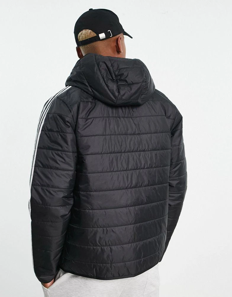 商品Adidas|adidas Originals Adicolor 3 stripe hooded puffer jacket in black,价格¥414,第2张图片详细描述