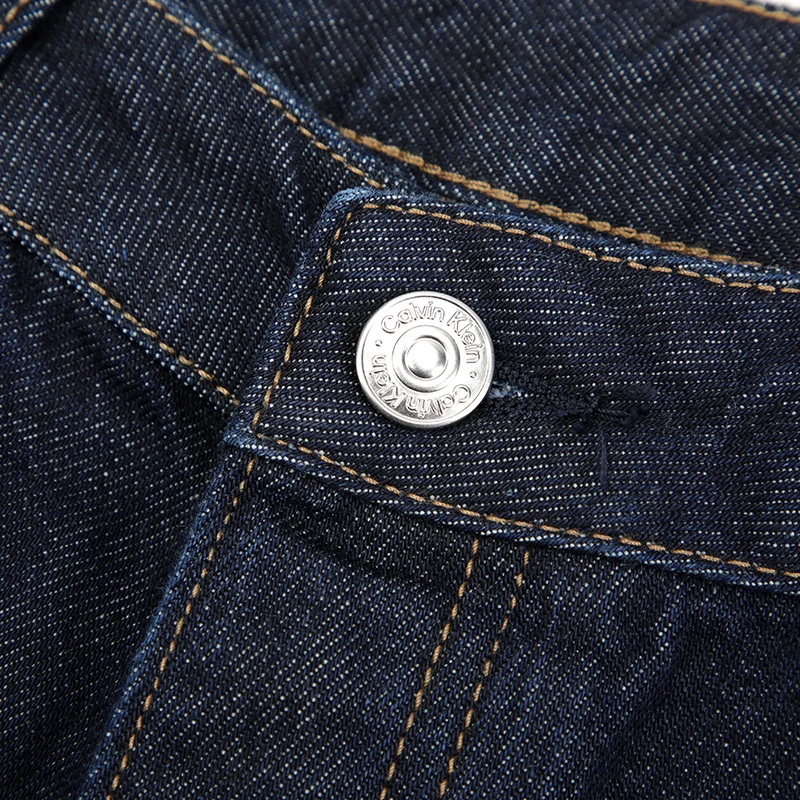Calvin Klein/CK 女士深蓝色门襟扣洞款牛仔直筒裤  商品