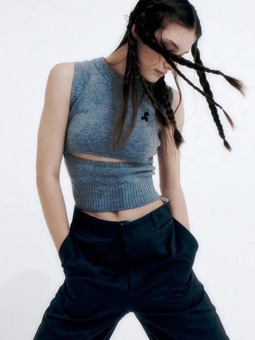 商品rest_recreation|Rr Cut Out Knit Vest - Grey,价格¥1230,第1张图片