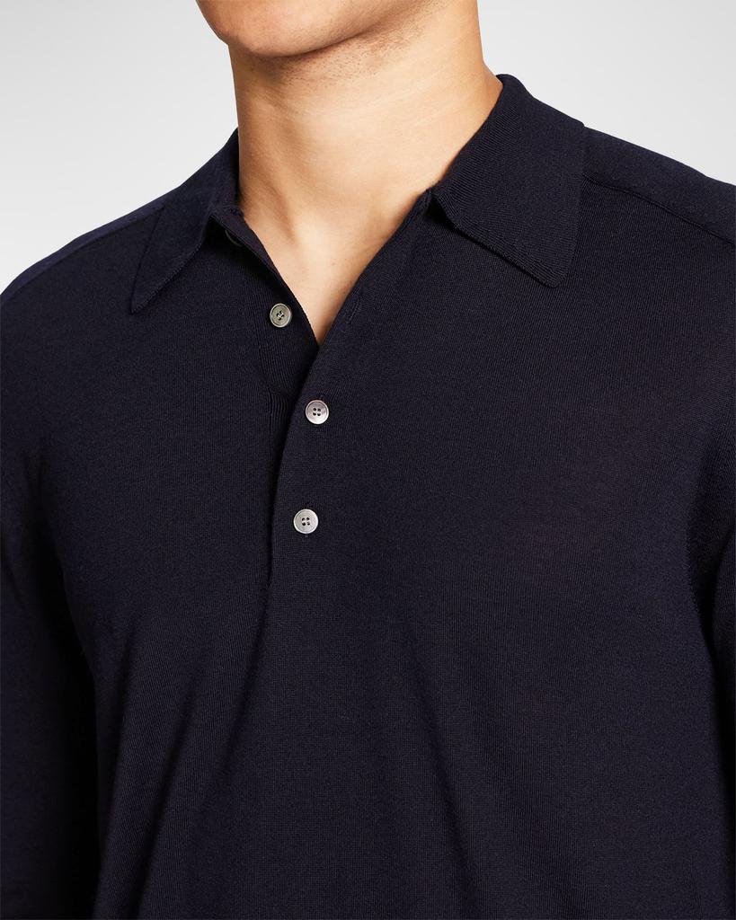 Men's Regal Wool Long-Sleeve Polo Shirt商品第5张图片规格展示