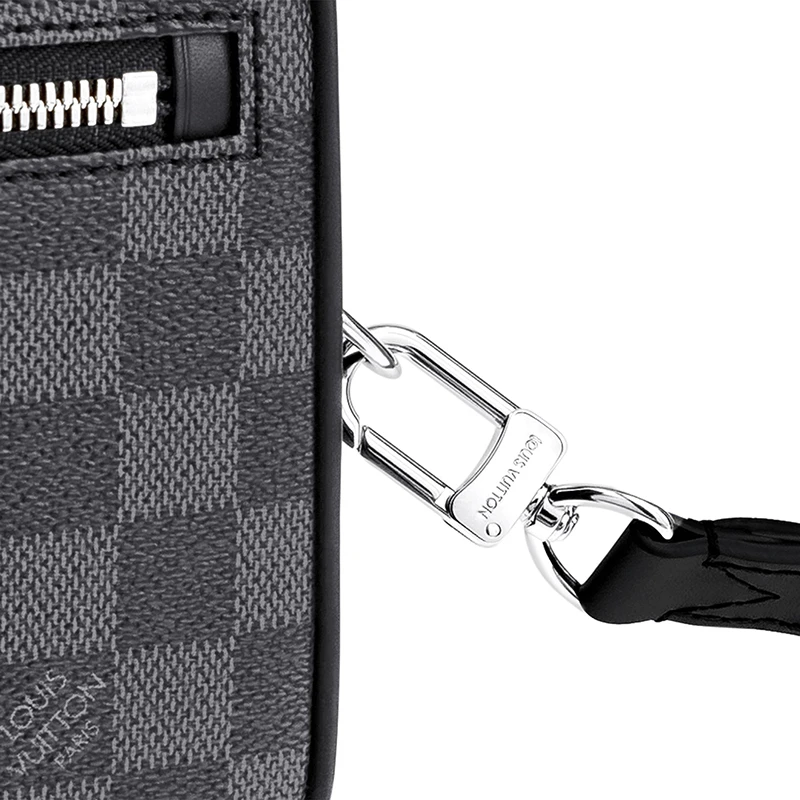 预售10天 Louis Vuitton/路易威登 22春夏新款KASAI系列 男士石墨色方格棋盘帆布配皮徽标印花银扣配腕带拉链开合手拿包N41664 商品