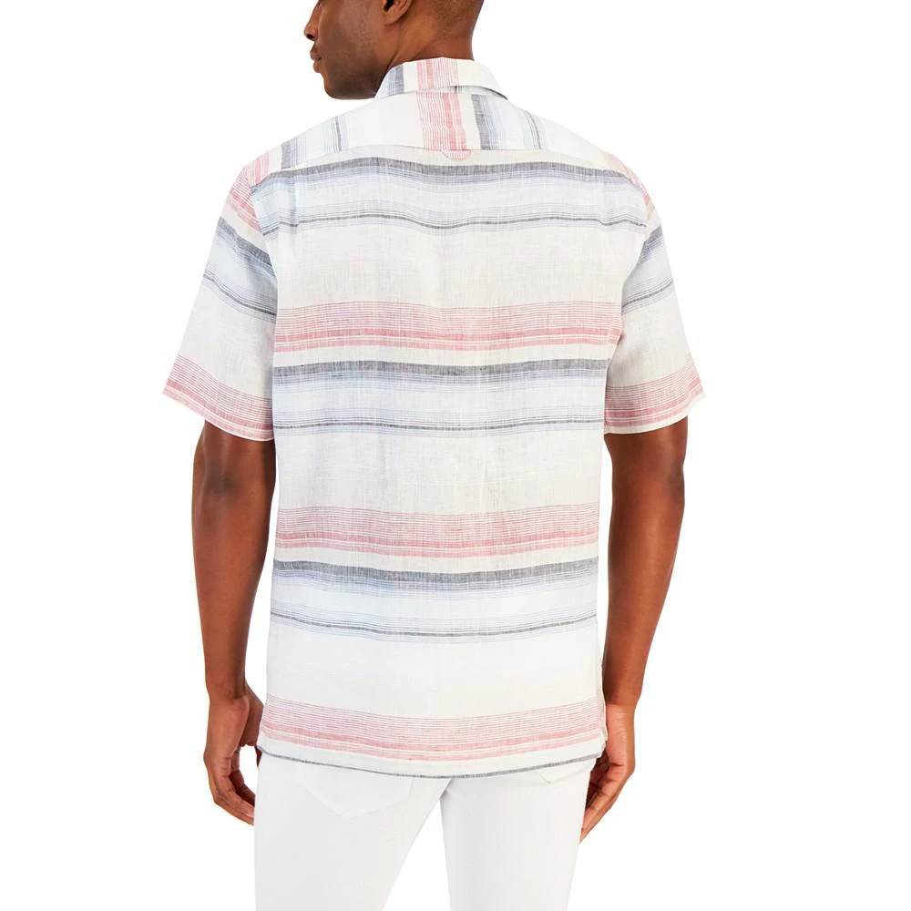 商品Club Room|Men's Darren Horizontal Striped Linen Short-Sleeve Shirt, Created for Macy's,价格¥190,第2张图片详细描述