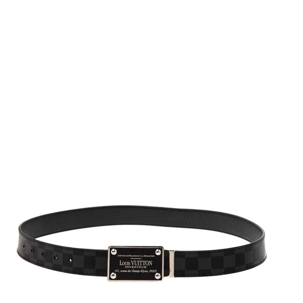 商品[二手商品] Louis Vuitton|Louis Vuitton Black Damier Graphite Canvas Inventeur Reversible Belt 90CM,价格¥3589,第1张图片