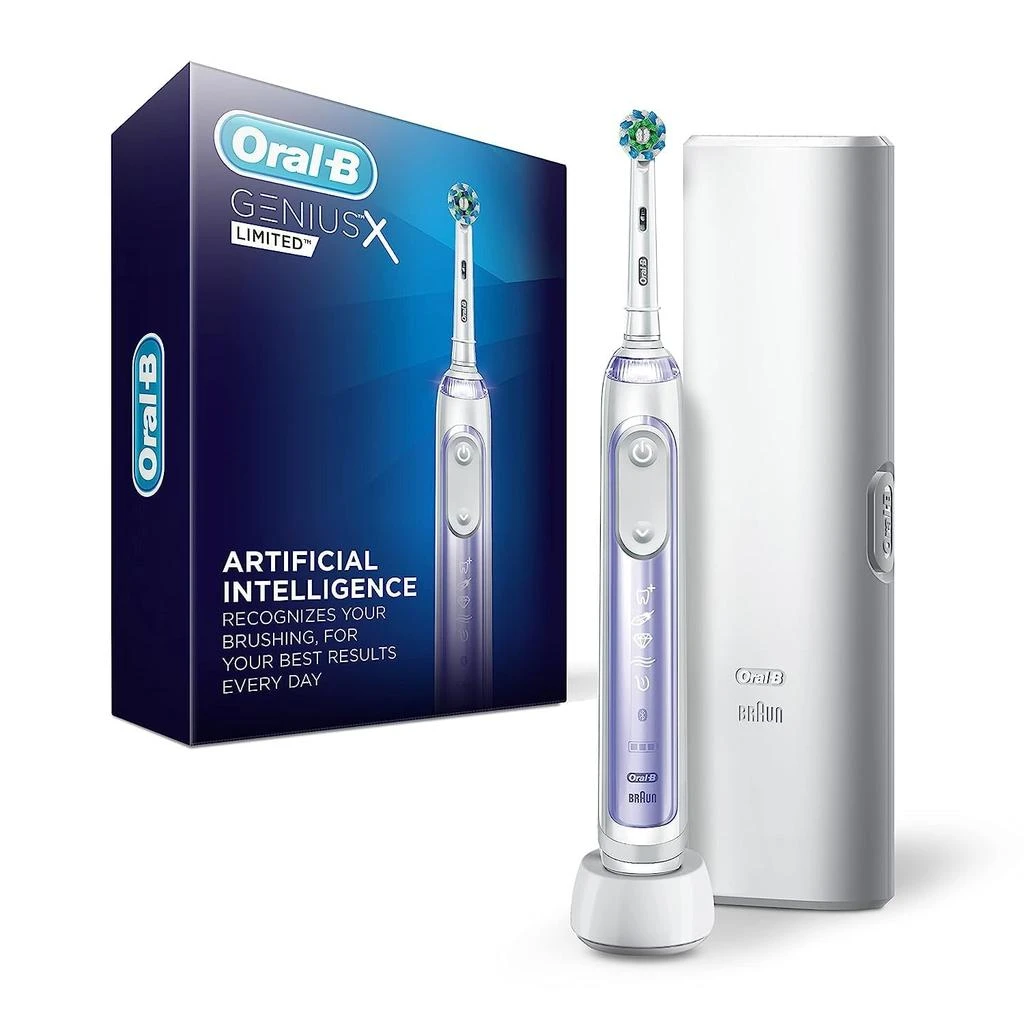 商品Oral-B|Oral-B Genius X Limited, Electric Toothbrush with Artificial Intelligence, Rechargeable Toothbrush (1) Replacement Brush Head, Travel Case, Orchid Purple,价格¥1699,第1张图片