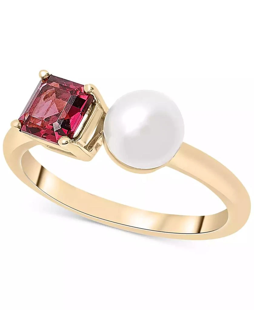 商品Audrey by Aurate|Cultured Freshwater Pearl (5mm) & Rhodolite (5/8 ct. t.w.) Two Stone Ring in Gold Vermeil,  Exclusively at Macy's,价格¥1543,第1张图片