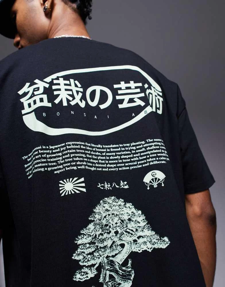 商品ASOS|ASOS DESIGN oversized t-shirt with bonsai graphic in black,价格¥159,第4张图片详细描述