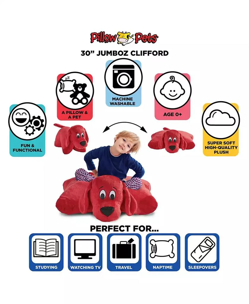 商品Pillow Pets|Jumbos Clifford The Big Red Dog Stuffed Animal Plush Toy,价格¥597,第3张图片详细描述