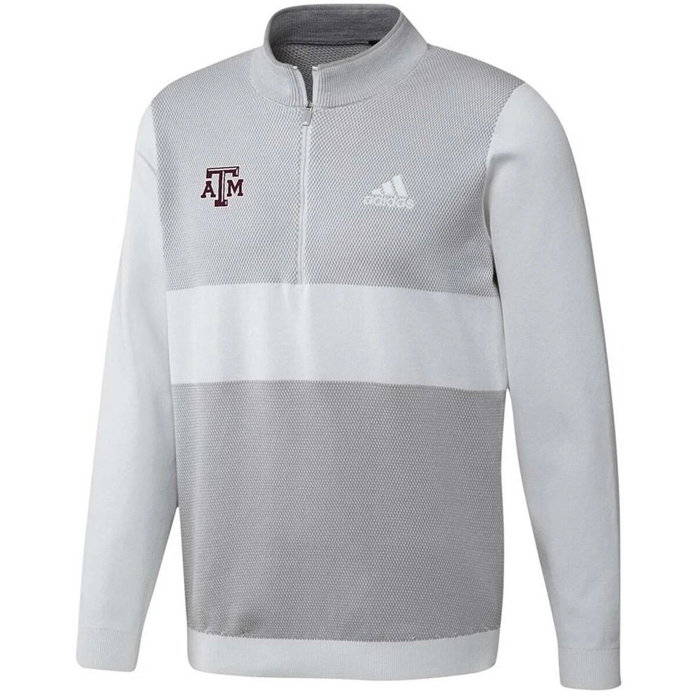 商品Adidas|Men's Gray Texas A M Aggies Knit Quarter-Zip Jacket,价格¥878,第3张图片详细描述