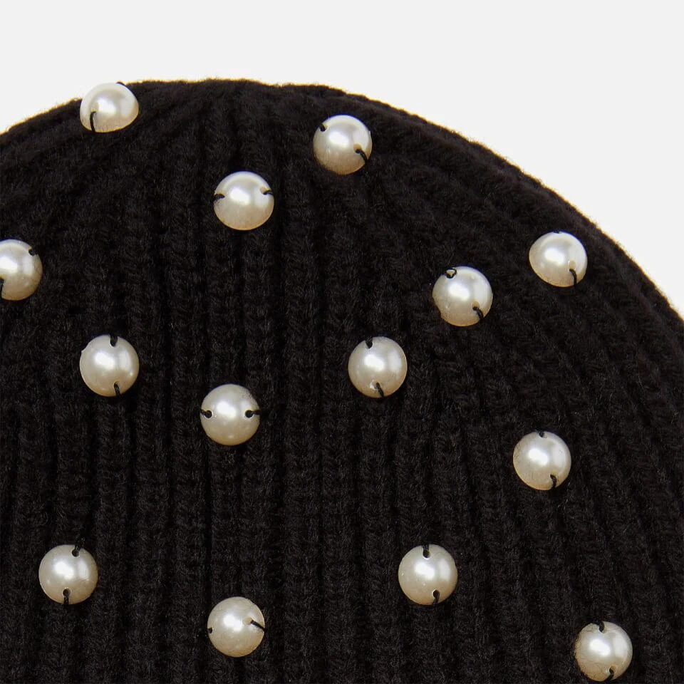 商品Kate Spade|Kate Spade New York Women's Imitation Pearl Beanie - Black,价格¥217,第3张图片详细描述