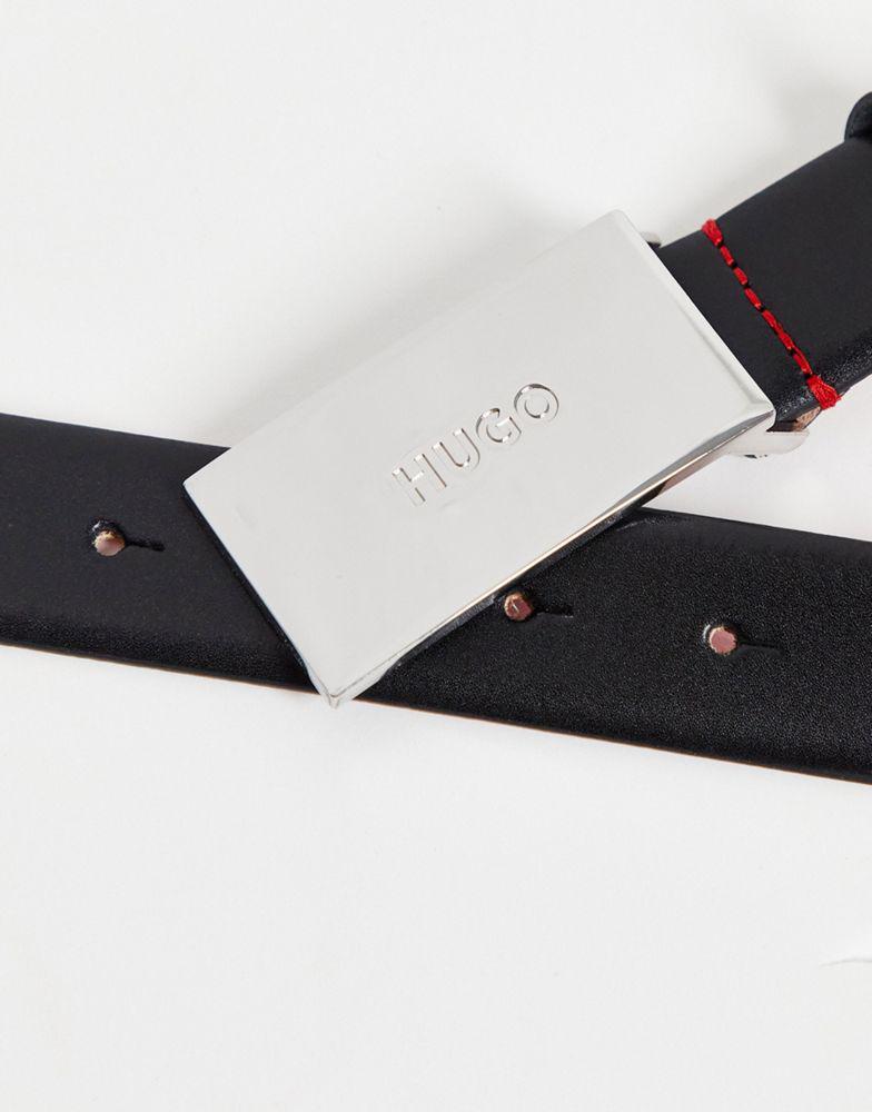 商品Hugo Boss|Hugo metal buckle belt in black,价格¥643,第4张图片详细描述