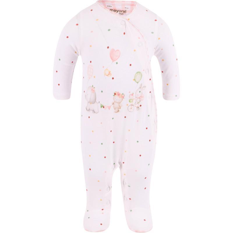 商品Mayoral|Polka dot onesie baby cap and reversible bib set in white and pink,价格¥531,第4张图片详细描述