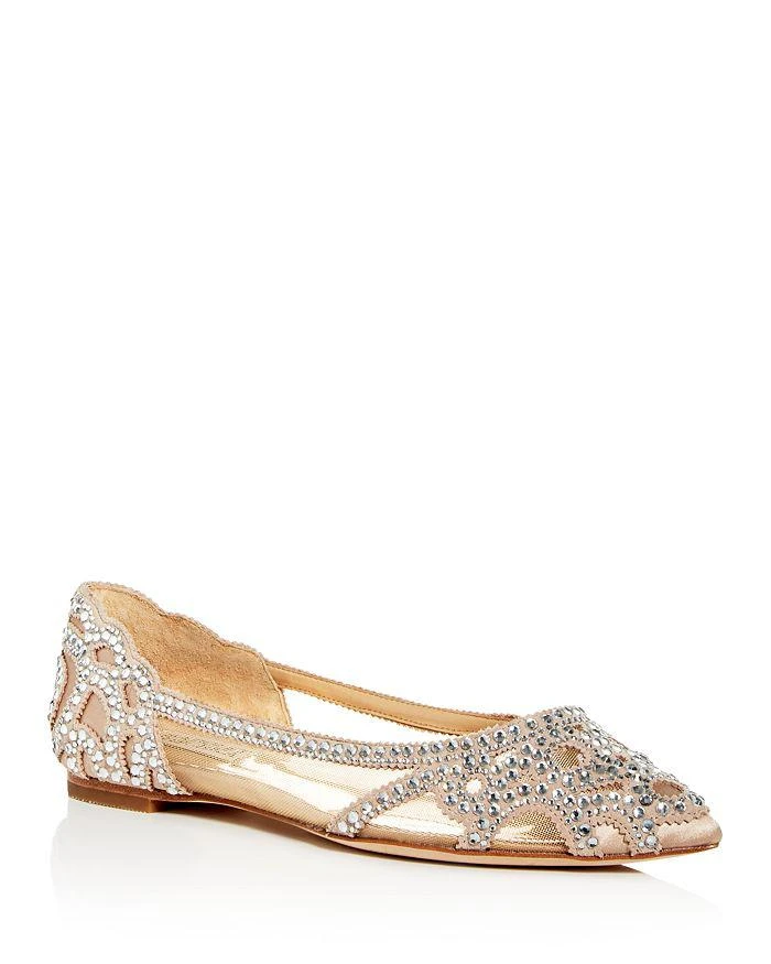 商品Badgley Mischka|Gigi Embellished Pointed-Toe Flats,价格¥1383,第1张图片