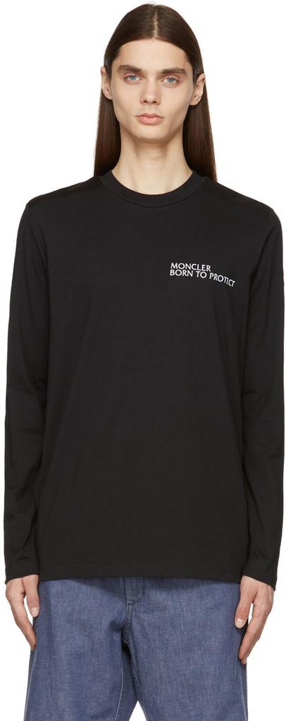 黑色 Born To Protect 长袖 T 恤商品第1张图片规格展示