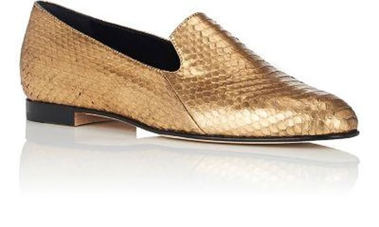 商品Manolo Blahnik|Diplas Metallic Snakeskin Loafers,价格¥3488,第2张图片详细描述