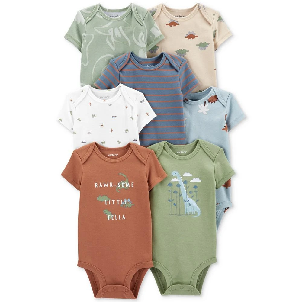 商品Carter's|Baby Boys Printed Short Sleeved Bodysuits, Pack of 7,价格¥225,第1张图片