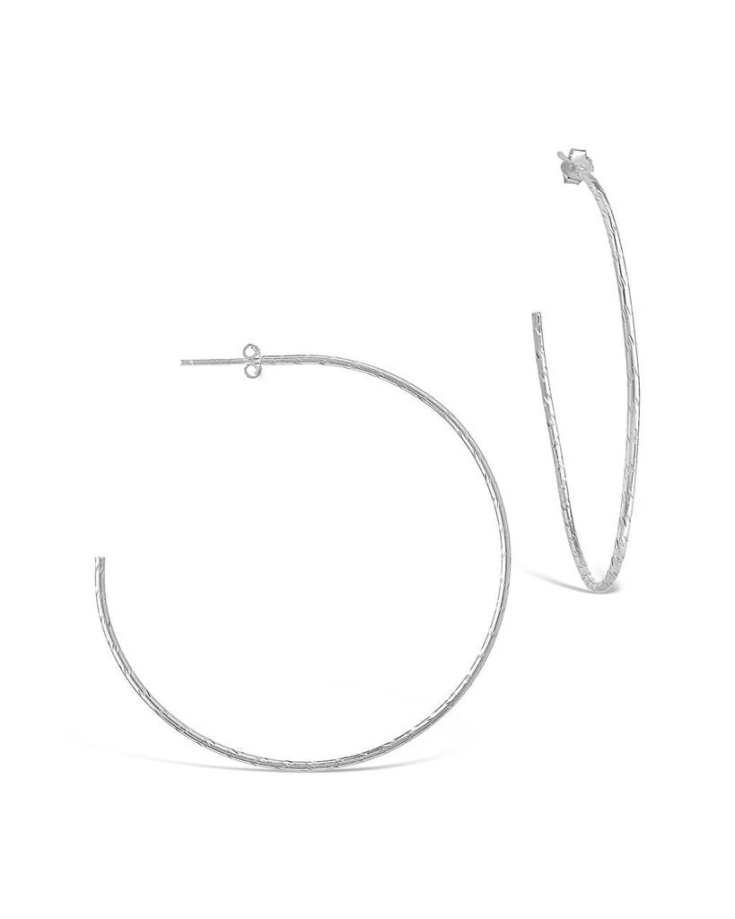 商品Sterling Forever|Sterling Silver Textured Hoops-Rose Gold,价格¥140,第3张图片详细描述