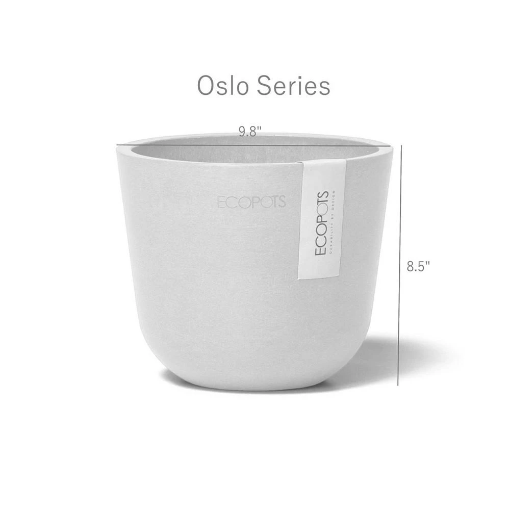 商品ECOPOTS|Oslo Plastic Flower Pot, White Grey, 9.8",价格¥194,第3张图片详细描述