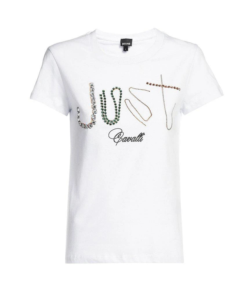 商品Just Cavalli|Just Cavalli Rhinestone-Logo Crewneck T-Shirt,价格¥883,第1张图片