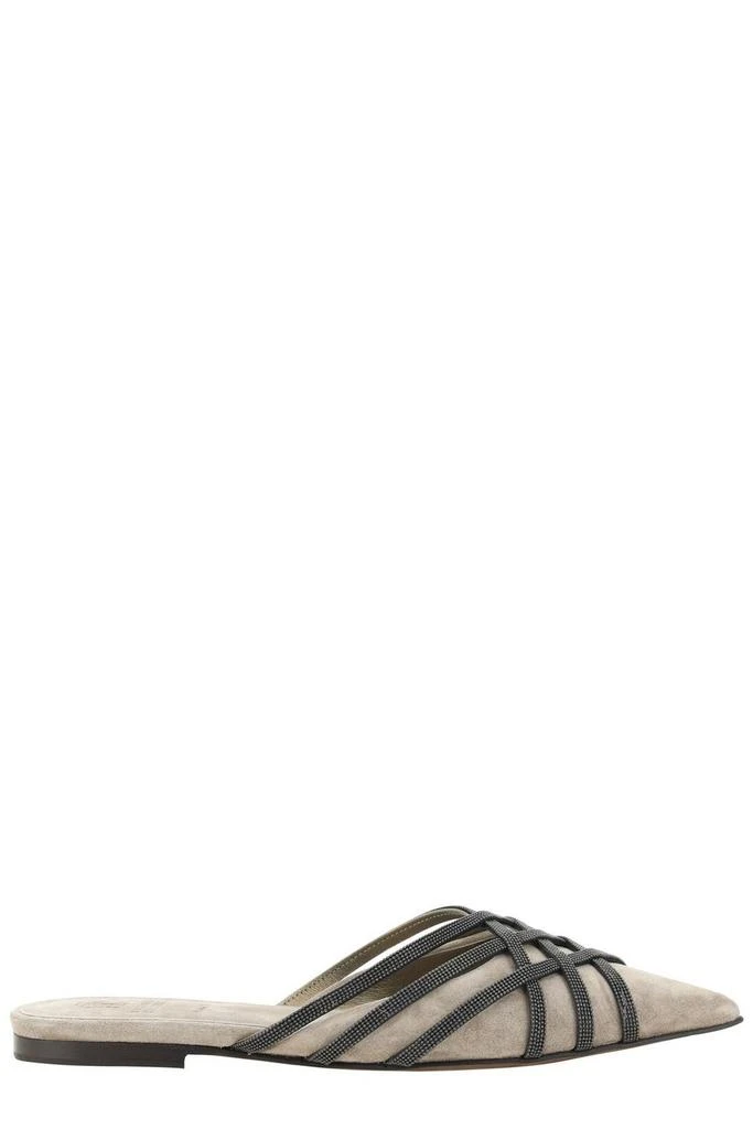 商品Brunello Cucinelli|Brunello Cucinelli Embellished Pointed Toe Mules,价格¥5349,第1张图片