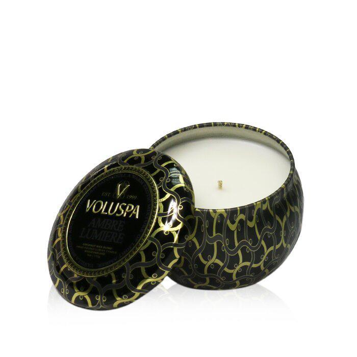 商品Voluspa|Voluspa 黑色家居系列 小铁罐香薰蜡烛 - 琥珀卢米埃 113g/4oz,价格¥124,第1张图片