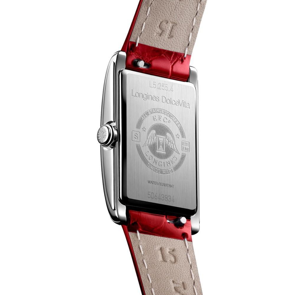 商品Longines|Women's Swiss Automatic DolceVita Red Leather Strap Watch 21x32mm,价格¥9901,第4张图片详细描述
