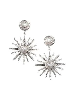 商品Eye Candy LA|Luxe Silvertone & Crystal Aurora Star Drop Earrings,价格¥310,第1张图片