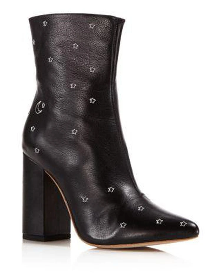 商品Raye|Women's Miles Leather Embroidered Star High-Heel Booties,价格¥1115,第1张图片