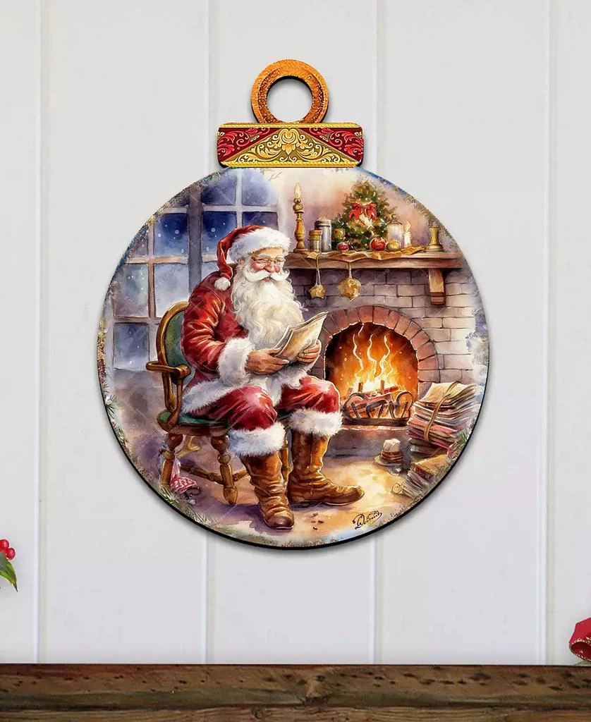 商品Designocracy|Santa at the Fireplace Christmas Door Decor Wooden Wall Decor G. DeBrekht,价格¥1099,第4张图片详细描述