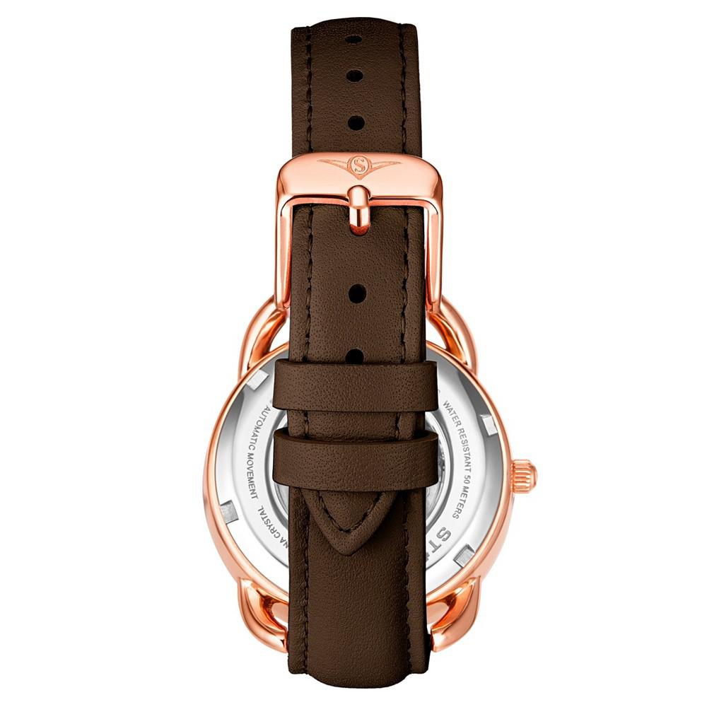 Women's Automatic Dark Brown Genuine Leather Strap Watch 36mm商品第2张图片规格展示