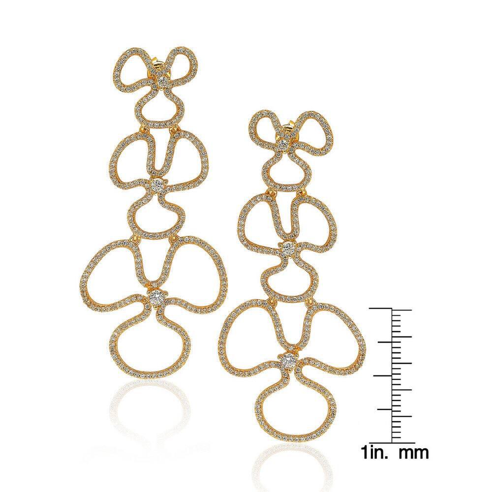 Suzy Levian Sterling Silver Cubic Zirconia Flower Drop Dangle Earrings商品第3张图片规格展示