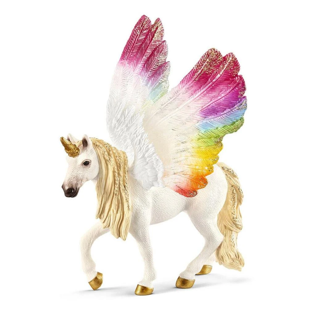 商品SCHLEICH NORTH AMERICA|Schleich North America  5 x 4.84 x 6.10 in. Winged Rainbow Unicorn Figure White with Rainbow Color,价格¥388,第1张图片