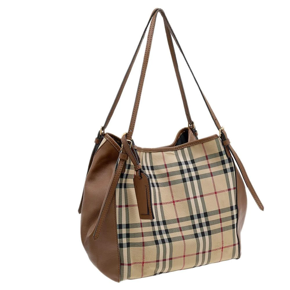 商品[二手商品] Burberry|Burberry Beige/Brown Leather And Haymarket Check Canvas Canterbury Tote,价格¥1310,第3张图片详细描述