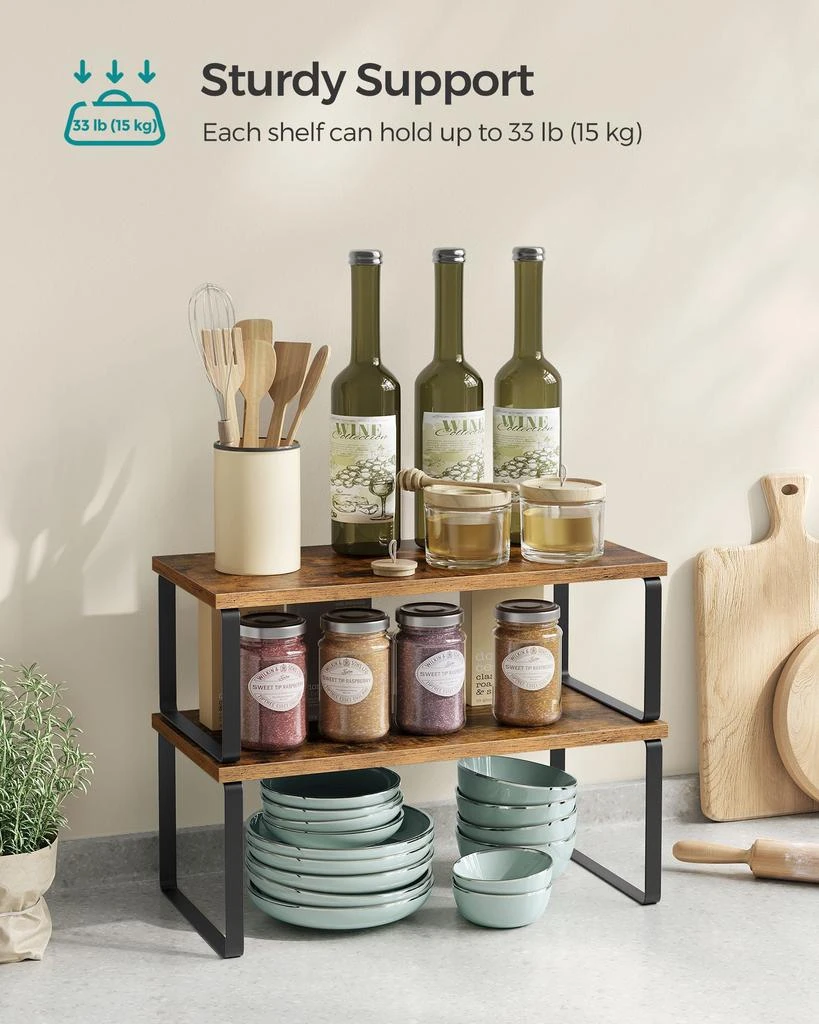 商品BreeBe|Set of 2 Kitchen Counter Shelves Ink Black and Rustic Brown,价格¥562,第2张图片详细描述