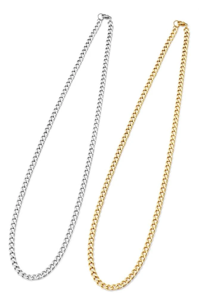 商品ADORNIA|Men's Set of 2 Water Resistant Curb Chain Necklaces,价格¥244,第3张图片详细描述