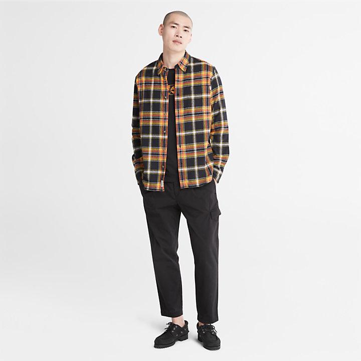 Heavy Flannel Check Shirt for Men in Black商品第3张图片规格展示