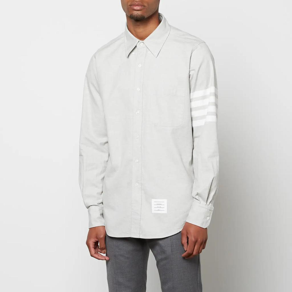 商品Thom Browne|Thom Browne Men's 4-Bar Straight Fit Flannel Shirt - Medium Grey,价格¥3211,第1张图片