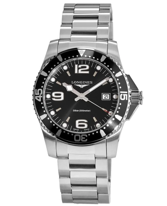 商品Longines|Longines HydroConquest Quartz 41mm Black Dial Stainless Steel Men's Watch L3.740.4.56.6,价格¥6681,第1张图片