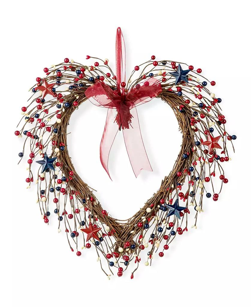 商品Glitzhome|17" H Patriotic, Americana Berry Heart Wreath,价格¥373,第1张图片