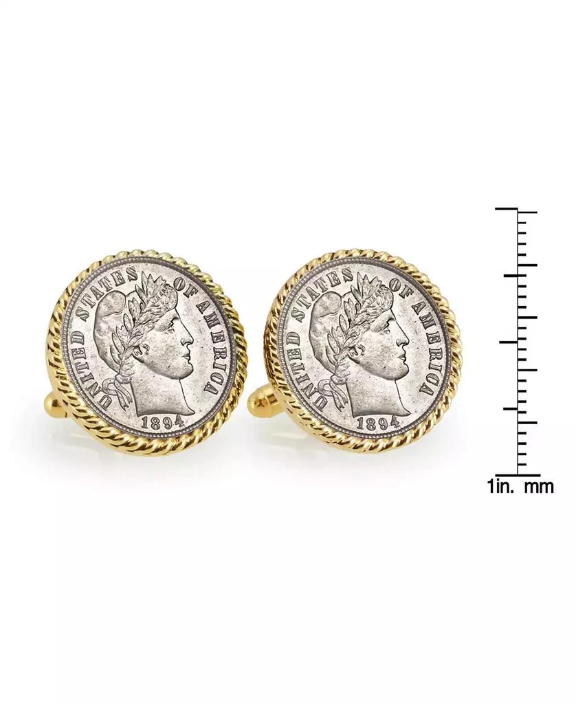 商品American Coin Treasures|1800's Silver Barber Dime Rope Bezel Coin Cuff Links,价格¥598,第2张图片详细描述