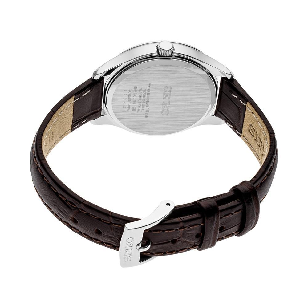 商品Seiko|Women's Essential Brown Leather Strap Watch 39mm,价格¥1173,第5张图片详细描述