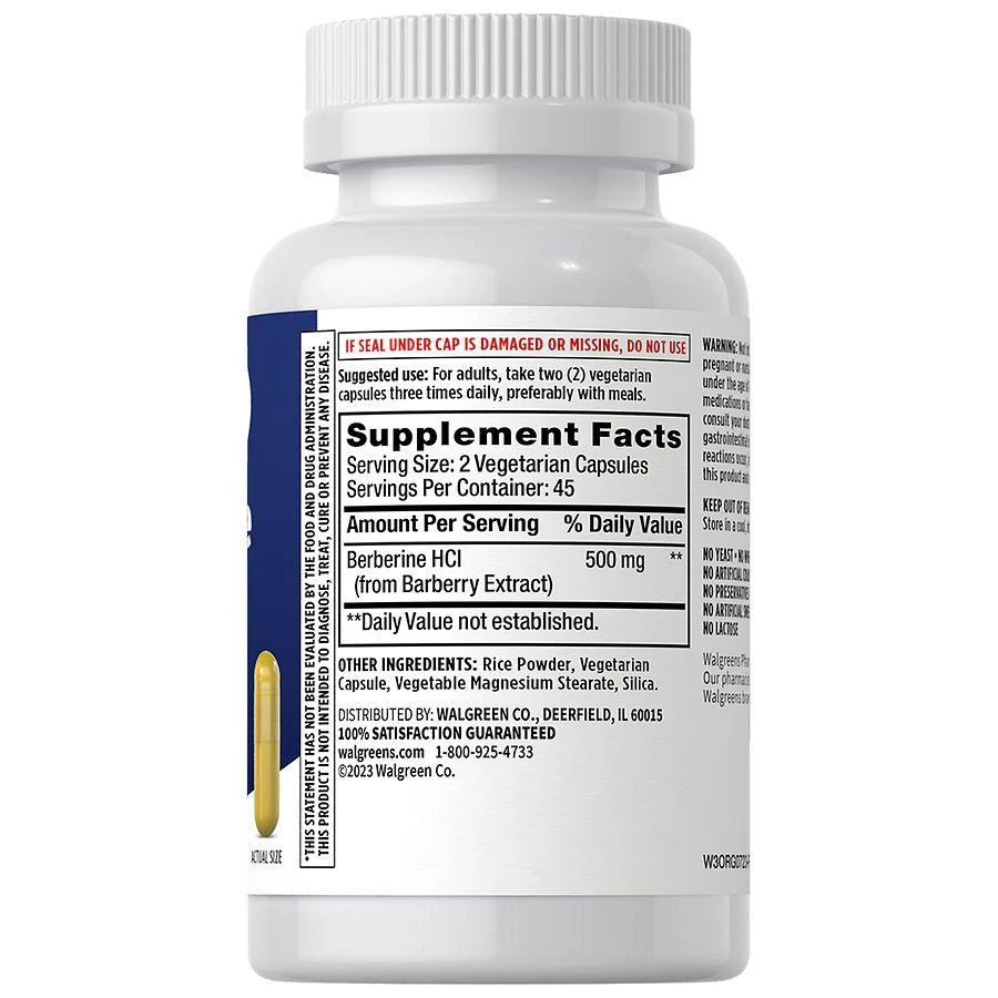 商品Walgreens|Berberine HCI 500 mg Capsules,价格¥125,第3张图片详细描述