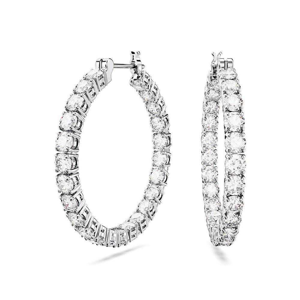 商品Swarovski|Crystal Round Cut Matrix Hoop Earrings,价格¥1253,第1张图片
