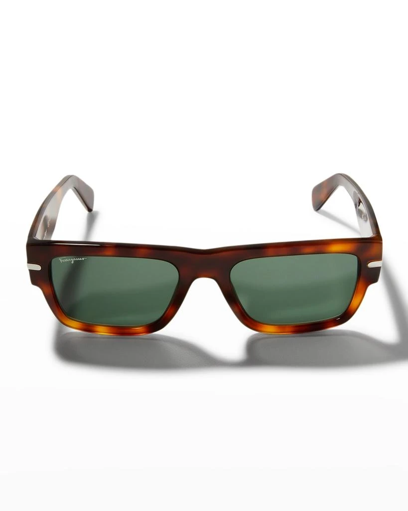 商品Salvatore Ferragamo|Men's Classic Logo Thick Temple Rectangle Sunglasses,价格¥2577,第3张图片详细描述