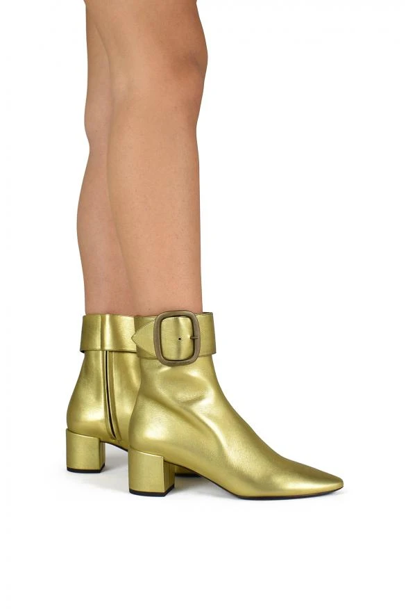 商品Yves Saint Laurent|Women luxury shoes saint laurent joplin ankle boots in golden leather,价格¥6092,第2张图片详细描述
