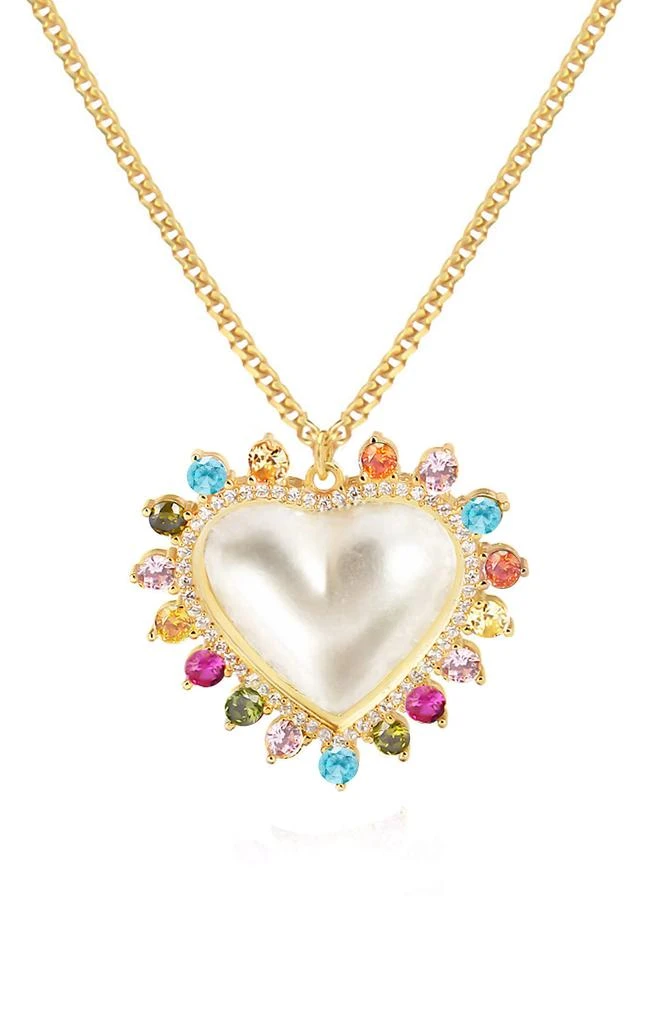 商品Gabi Rielle|Sweet Lover Cubic Zirconia & Imitation Pearl Heart Pendant Necklace,价格¥450,第1张图片